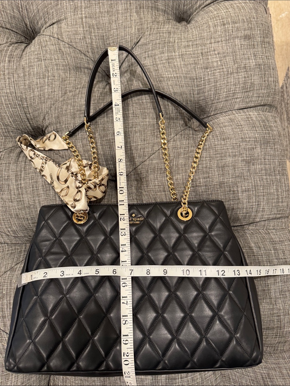 Kate Spade Bag Emerson Place Quilted Black Leather Shoulder Tote Bag - Picture 17 of 17
